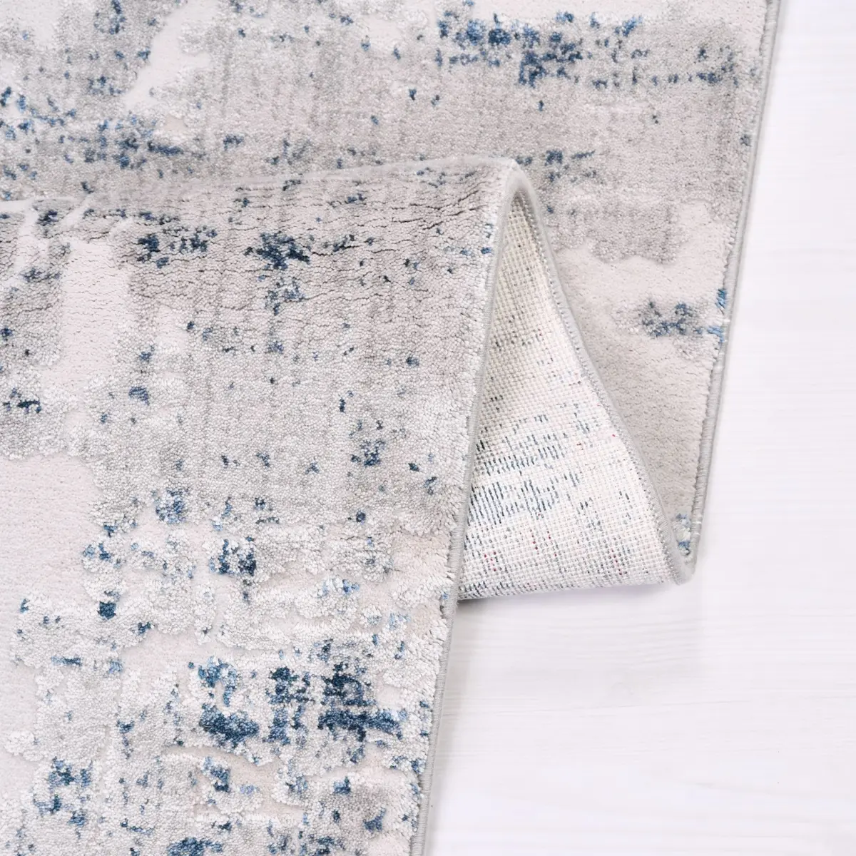 Bunol Modern Gri Viskon ve Akrilik Pamuk Tabanlı Makine Halısı - Görsel 4