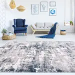 Bunol Modern Gri Viskon ve Akrilik Pamuk Tabanlı Makine Halısı - Görsel 6