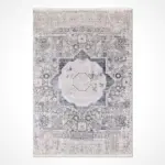 Hennef Klasik Göbekli Gri Viskon ve Akrilik Makine Halısı - Görsel 2