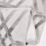 Merida Modern Gri Viskon ve Akrilik Pamuk Tabanlı Makine Halısı - Görsel 3