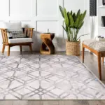 Merida Modern Gri Viskon ve Akrilik Pamuk Tabanlı Makine Halısı - Görsel 6