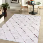 Zafra Geometrik Bej Viskon ve Akrilik Pamuk Tabanlı Makine Halısı - Görsel 6