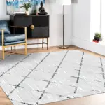 Arecena Geometrik Gri Viskon ve Akrilik Pamuk Tabanlı Makine Halısı - Görsel 3