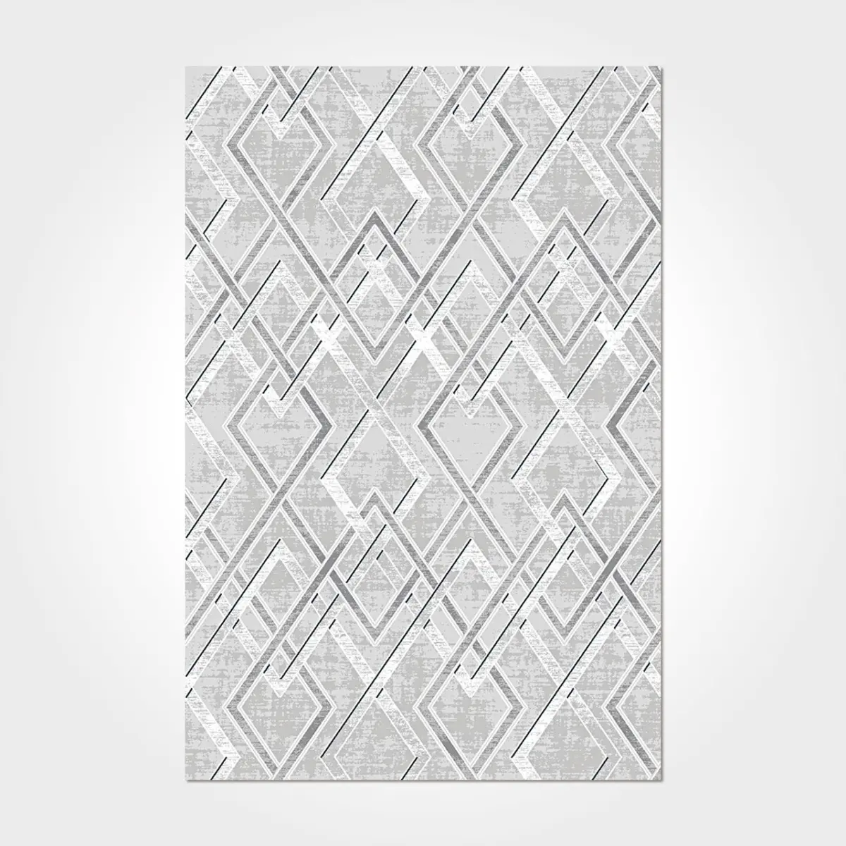 Chelva Geometrik Gri Viskon ve Akrilik Pamuk Tabanlı Makine Halısı - Görsel 2