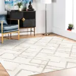 Sueca Modern Bej Viskon ve Akrilik Pamuk Tabanlı Makine Halısı - Görsel 3