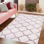 Pandino Geometrik Pembe Akrilik Makine Halısı - Görsel 6