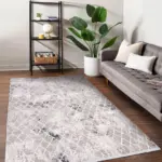 Assago Geometrik Gri Akrilik Makine Halısı - Görsel 6