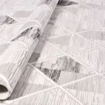 Osilo Geometrik Gri Polyester Kaydırmaz Taban Makine Halısı - Görsel 4