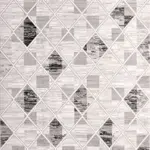 Osilo Geometrik Gri Polyester Kaydırmaz Taban Makine Halısı