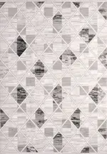 Osilo Geometrik Gri Polyester Kaydırmaz Taban Makine Halısı