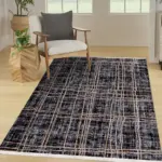 Görlitz Modern Siyah Mikropolyester Pamuk Tabanlı Makine Halısı - Görsel 6