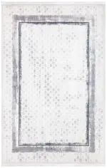 Labores Modern Gri Beyaz Polyester Kaydırmaz Makine Halısı