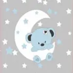 Wald Figürlü Gri Pamuk ve Polyester Kaydırmaz Tabanlı Dijital Baskı Çocuk Halısı