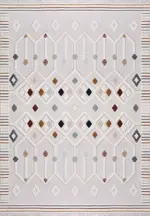 Bejar Geometrik Multi Polyester Pamuk Tabanlı Makine Halısı