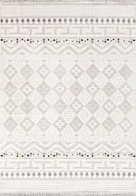 Pradena Geometrik Krem Polyester Pamuk Tabanlı Makine Halısı