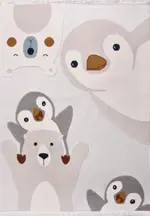 Muri Figürlü Krem Polyester Pamuk Tabanlı Çocuk Halısı