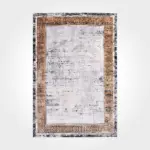 Scampia Çerçeveli Gri Viskon ve Akrilik Kaydırmaz Tabanlı Makine Halısı - Görsel 2