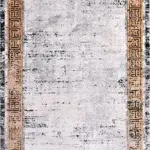 Scampia Çerçeveli Gri Viskon ve Akrilik Kaydırmaz Tabanlı Makine Halısı