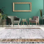 Scampia Çerçeveli Gri Viskon ve Akrilik Kaydırmaz Tabanlı Makine Halısı - Görsel 7