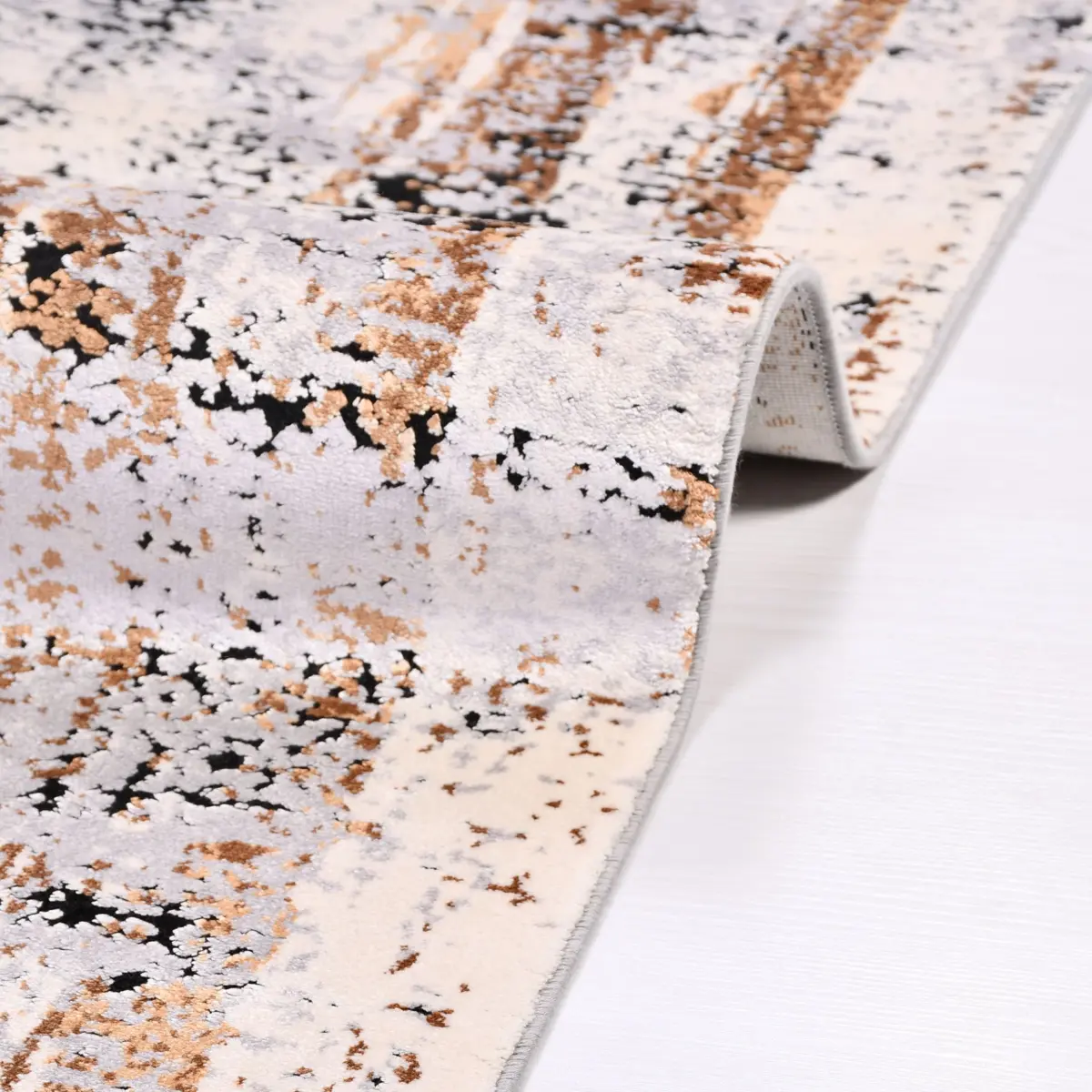 Pianura Çerçeveli Gri Viskon ve Akrilik Kaydırmaz Tabanlı Makine Halısı - Görsel 5