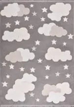 Reutte Figürlü Gri Polyester Pamuk Tabanlıı Çocuk Halısı