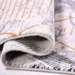 Miano Geometrik Gri Viskon ve Akrilik Kaydırmaz Tabanlı Makine Halısı - Görsel 4