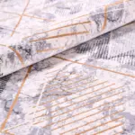 Miano Geometrik Gri Viskon ve Akrilik Kaydırmaz Tabanlı Makine Halısı - Görsel 5