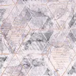 Miano Geometrik Gri Viskon ve Akrilik Kaydırmaz Tabanlı Makine Halısı