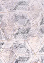 Miano Geometrik Gri Viskon ve Akrilik Kaydırmaz Tabanlı Makine Halısı