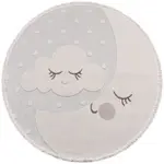 Lutry Figürlü Krem Polyester Pamuk Tabanlı Yuvarlak Çocuk Halısı