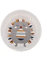 Morges Figürlü Multi Polyester Pamuk Tabanlı Yuvarlak Çocuk Halısı