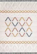 Caserta Geometrik Bej Polyester Loop ve Sisal İplikli Makine Halısı