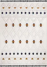 Flumeri Geometrik Bej Polyester Loop ve Sisal İplikli Makine Halısı