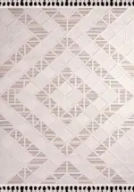 Lapio Geometrik Bej Polyester Loop ve Sisal İplikli Makine Halısı