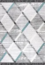 Trevico Geometrik Gri Polyester Loop ve Sisal İplikli Makine Halısı