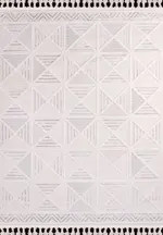 Carife Geomtrik Krem Polyester Loop ve Sisal İplikli Makine Halısı