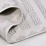 Espino Çizgili Beyaz Polyester Pamuk Tabanlı Makine Halısı - Görsel 4