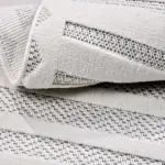 Espino Çizgili Beyaz Polyester Pamuk Tabanlı Makine Halısı - Görsel 5