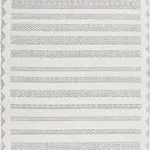 Espino Çizgili Beyaz Polyester Pamuk Tabanlı Makine Halısı