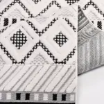 Sannita Geometrik Beyaz Polyester Loop ve Sisal İplikli Makine Halısı - Görsel 6