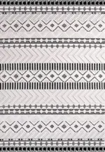 Sannita Geometrik Beyaz Polyester Loop ve Sisal İplikli Makine Halısı