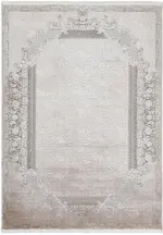 Lubin Çerçeveli Bej Viskon ve Akrilik Makine Halısı