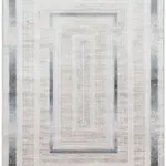 Pinnow Çerçeveli Bej Viskon ve Akrilik Makine Halısı