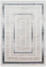 Pinnow Çerçeveli Bej Viskon ve Akrilik Makine Halısı