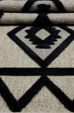 Dipley Çerçeveli Beyaz Polyester Makine Halısı - Görsel 5