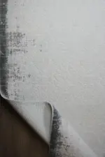 Lakro Çerçeveli Krem Antrasit Çizgili Akrilik Makine Halısı - Görsel 4