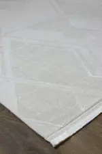 Driel Modern Krem Akrilik Makine Halısı - Görsel 2