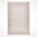 Harz Çerçeveli Krem Triko Akrilik Pamuk Tabanlı Makine Halısı - Görsel 2