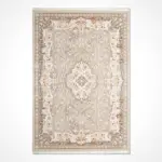 Lügde Klasik Göbekli Krem Triko Akrlik Pamuk Tabanlı Makine Halısı - Görsel 2