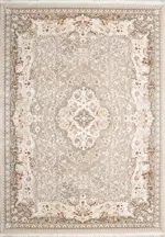 Lügde Klasik Göbekli Krem Triko Akrlik Pamuk Tabanlı Makine Halısı